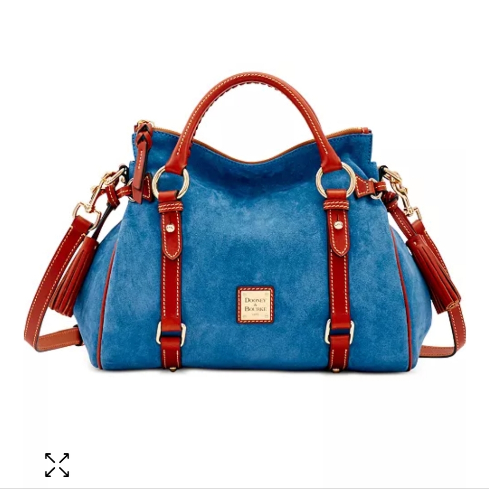 Dooney & Bourke Large Suede Satchel - Magenta - Picture 8 of 9